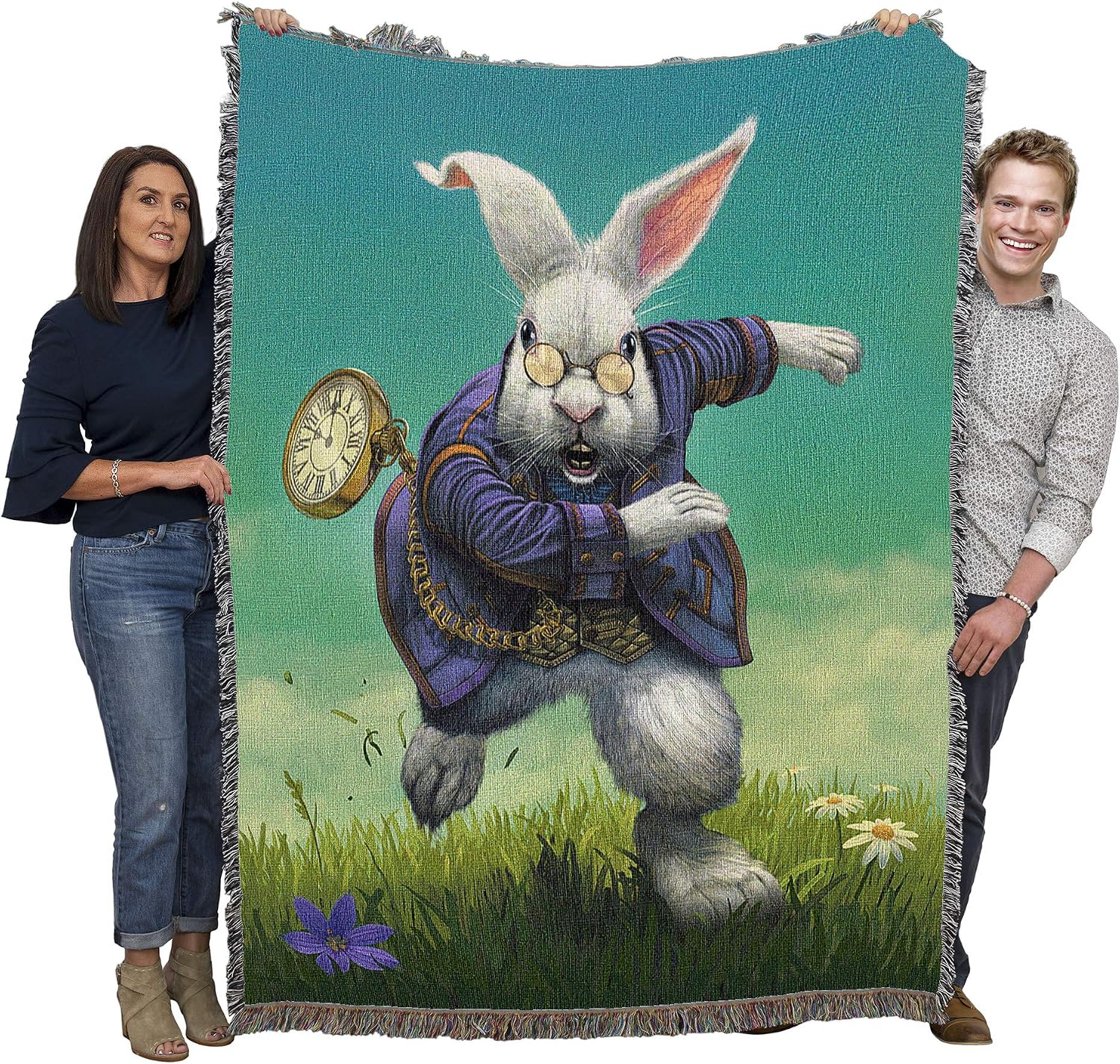 Alice in Wonderland White Rabbit Tapestry Blanket by Vincent Hie - Image 2