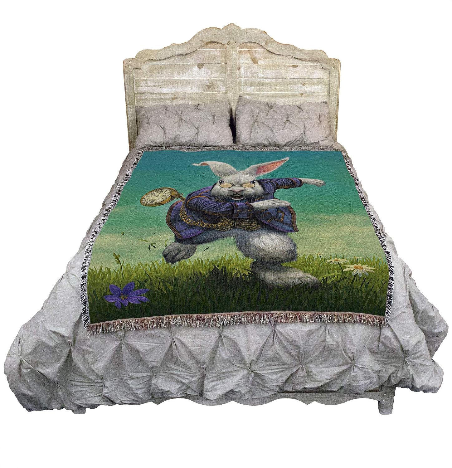 Alice in Wonderland White Rabbit Tapestry Blanket by Vincent Hie - Image 3