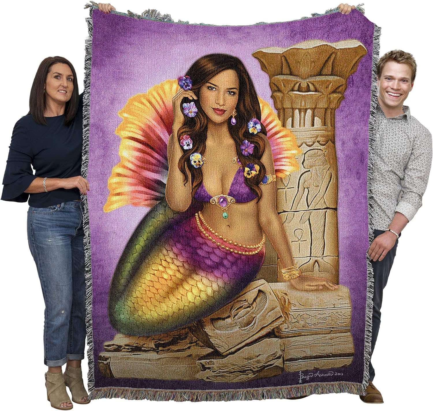 Ancient Ruins Mermaid Tapestry Blanket by Brigid Ashwood - Image 2