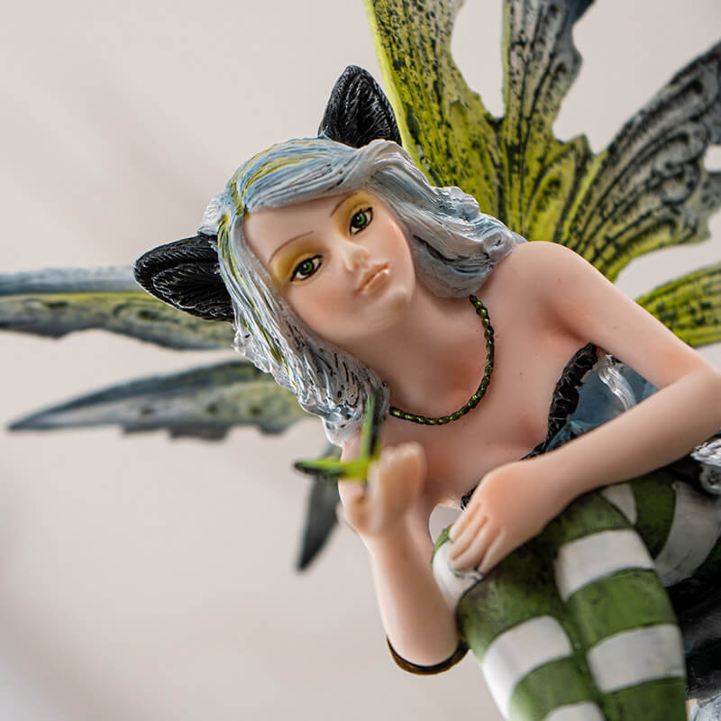 Black Cat Fairy with Butterfly Figurine - Image 3