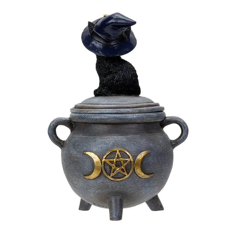 Black Cat on Cauldron Trinket Box - Image 2