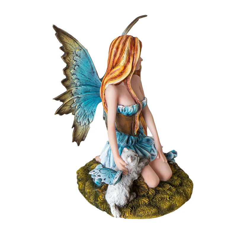 Blue Fairy with Winged Cat Figurine - Image 5