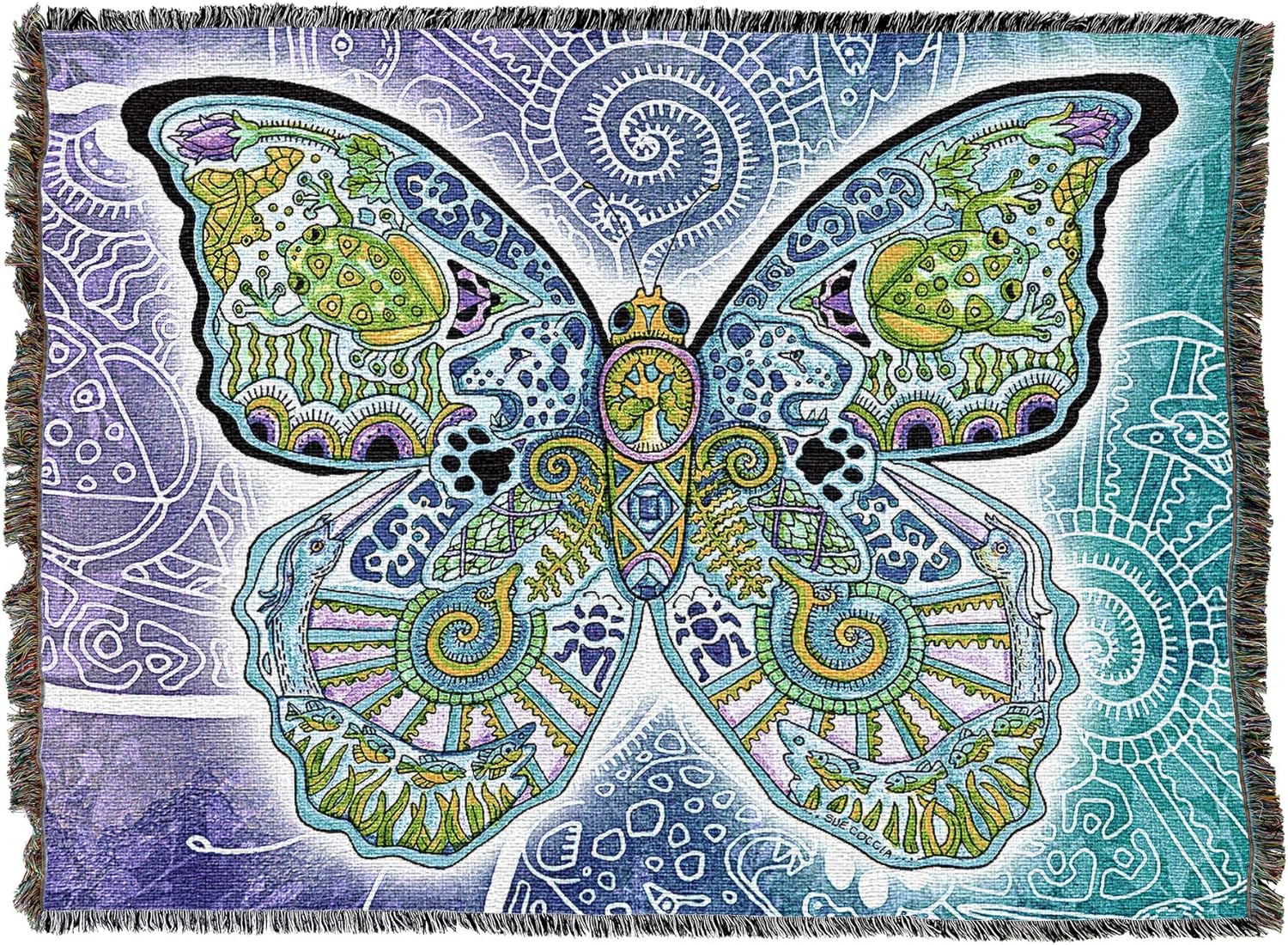 Blue Morpho Butterfly Totem Tapestry Blanket
