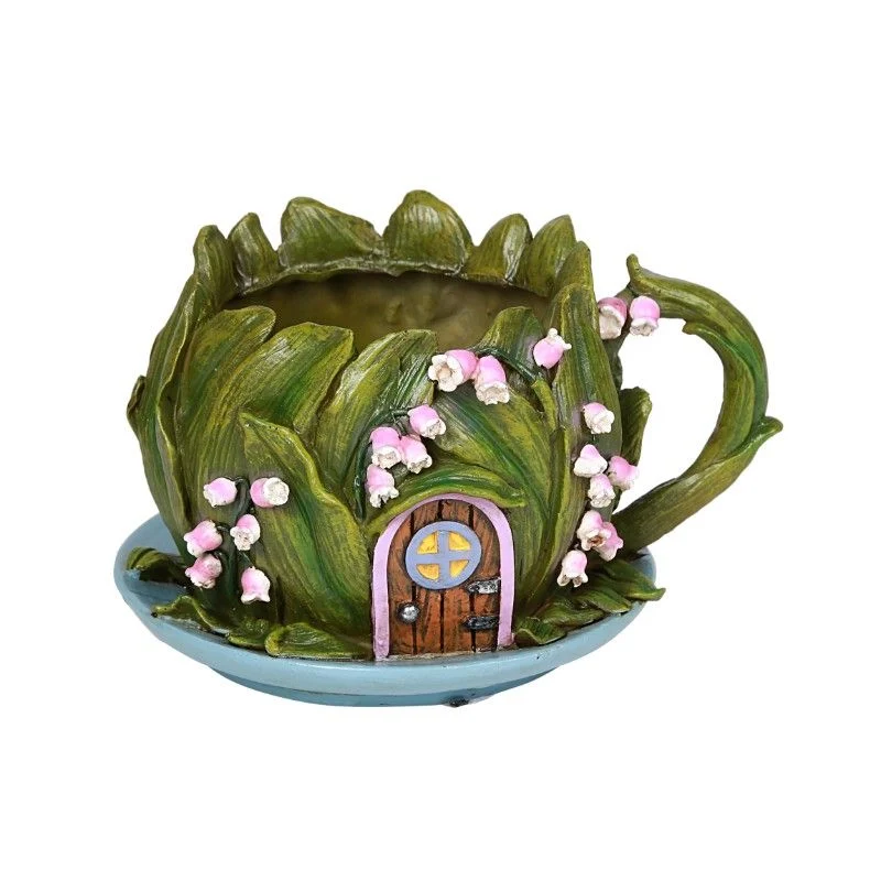 Blue Saucer Floral Planter