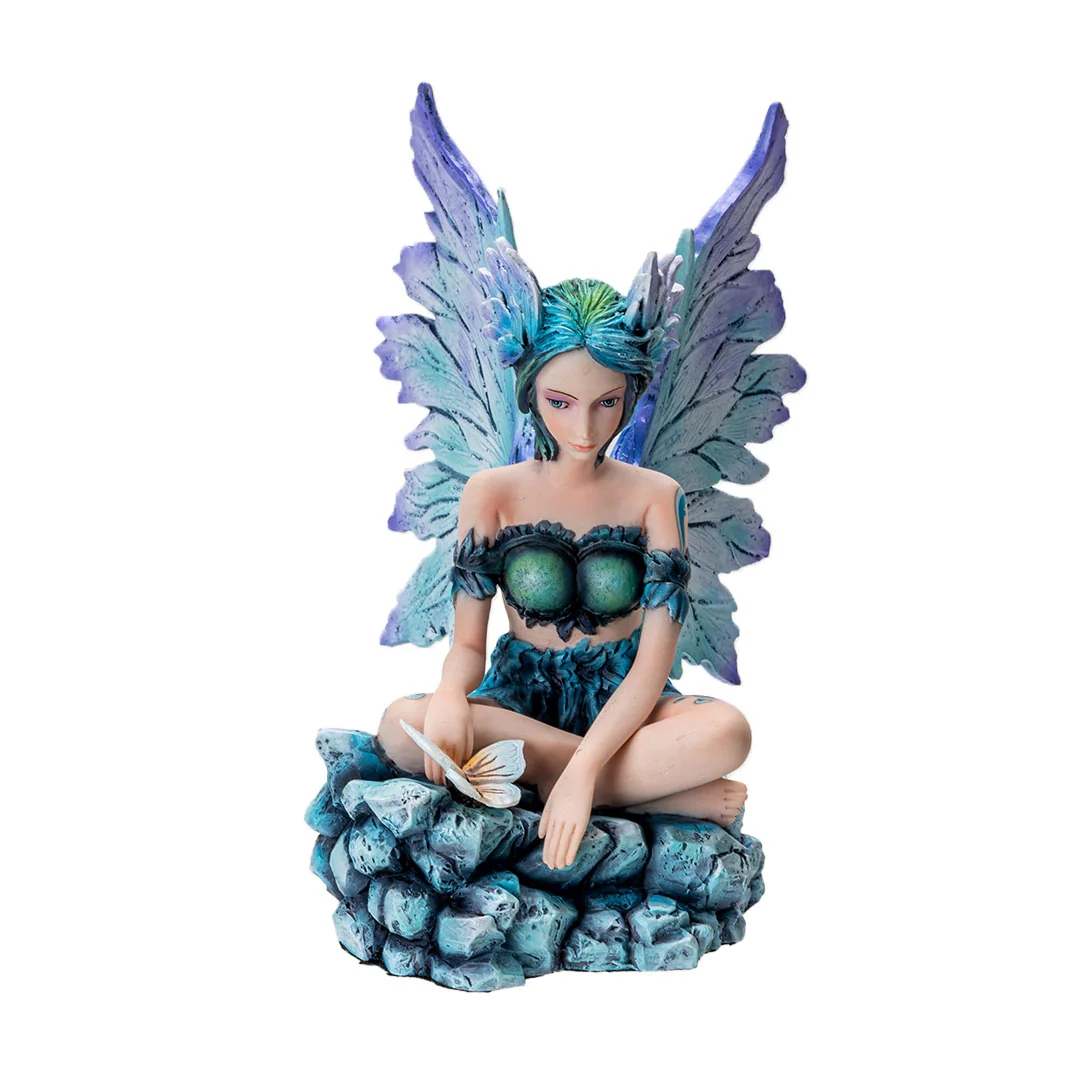Blue Sitting Water Fairy Figurine