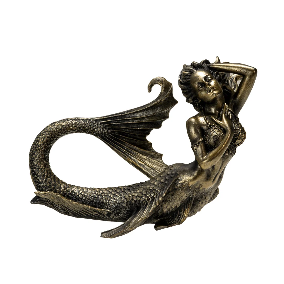 Bronze Laying Mermaid Figurine