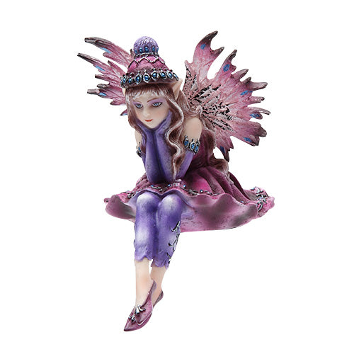 Bundled Up Purple Fairy Shelf Sitter Figurine