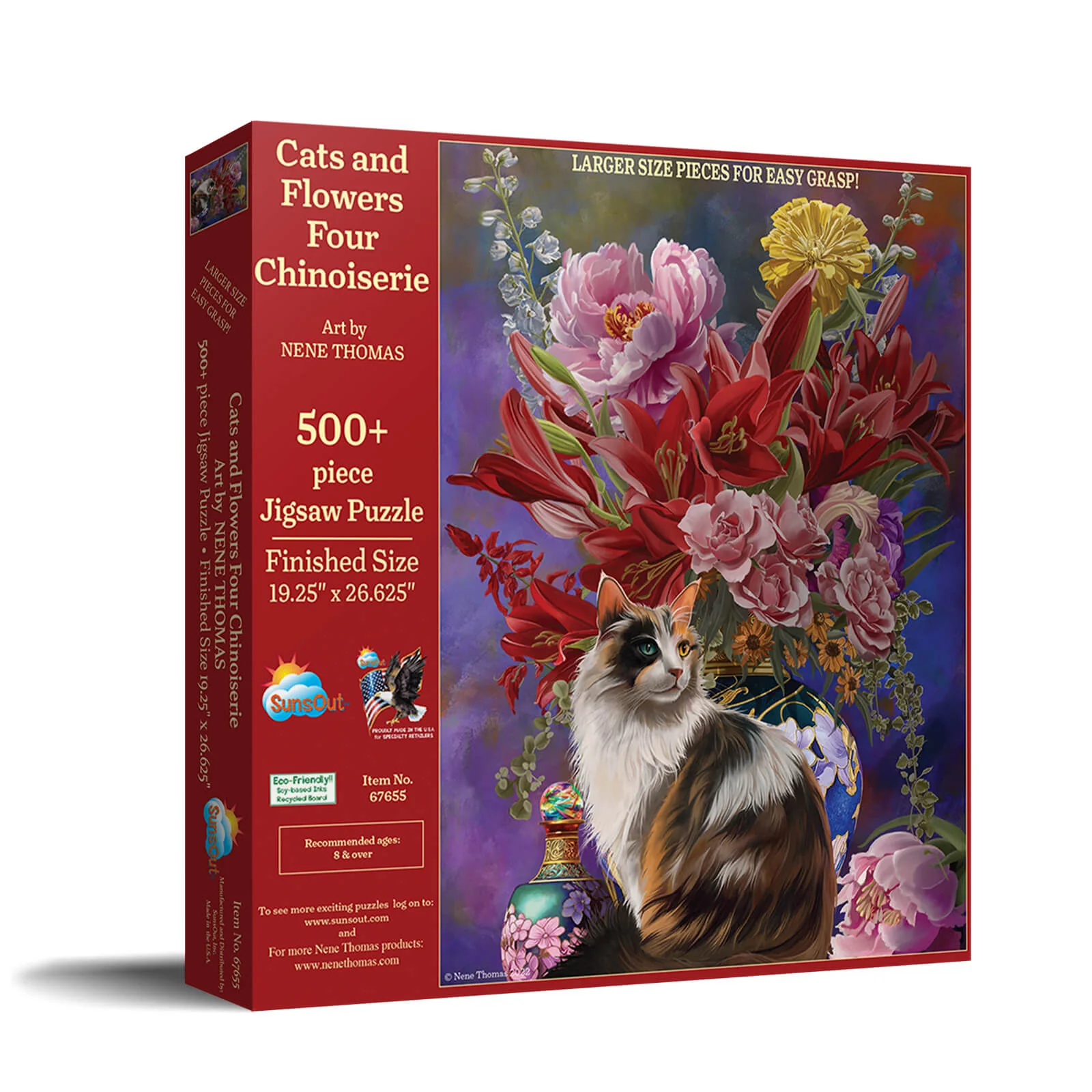 Cats & Flowers Four Chinoiserie Jigsaw Puzzle (500 Pieces) - Image 2