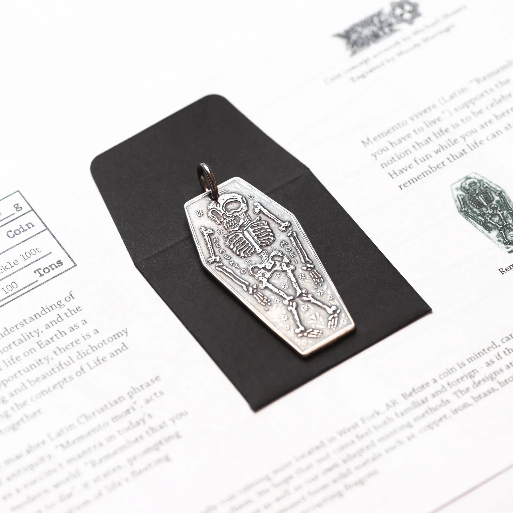 Coffin Memento Mori Silver Charm or Necklace - Image 2