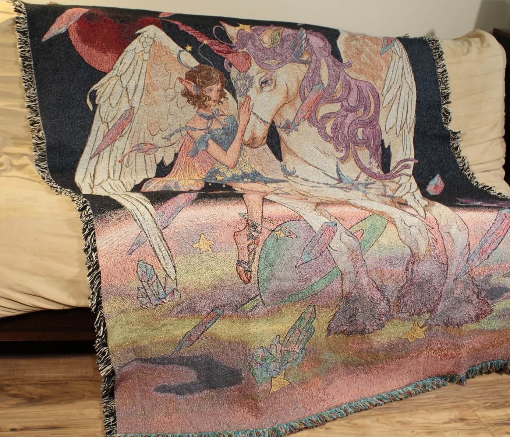 Cosmic Fairy & Unicorn Tapestry Blanket - Image 3