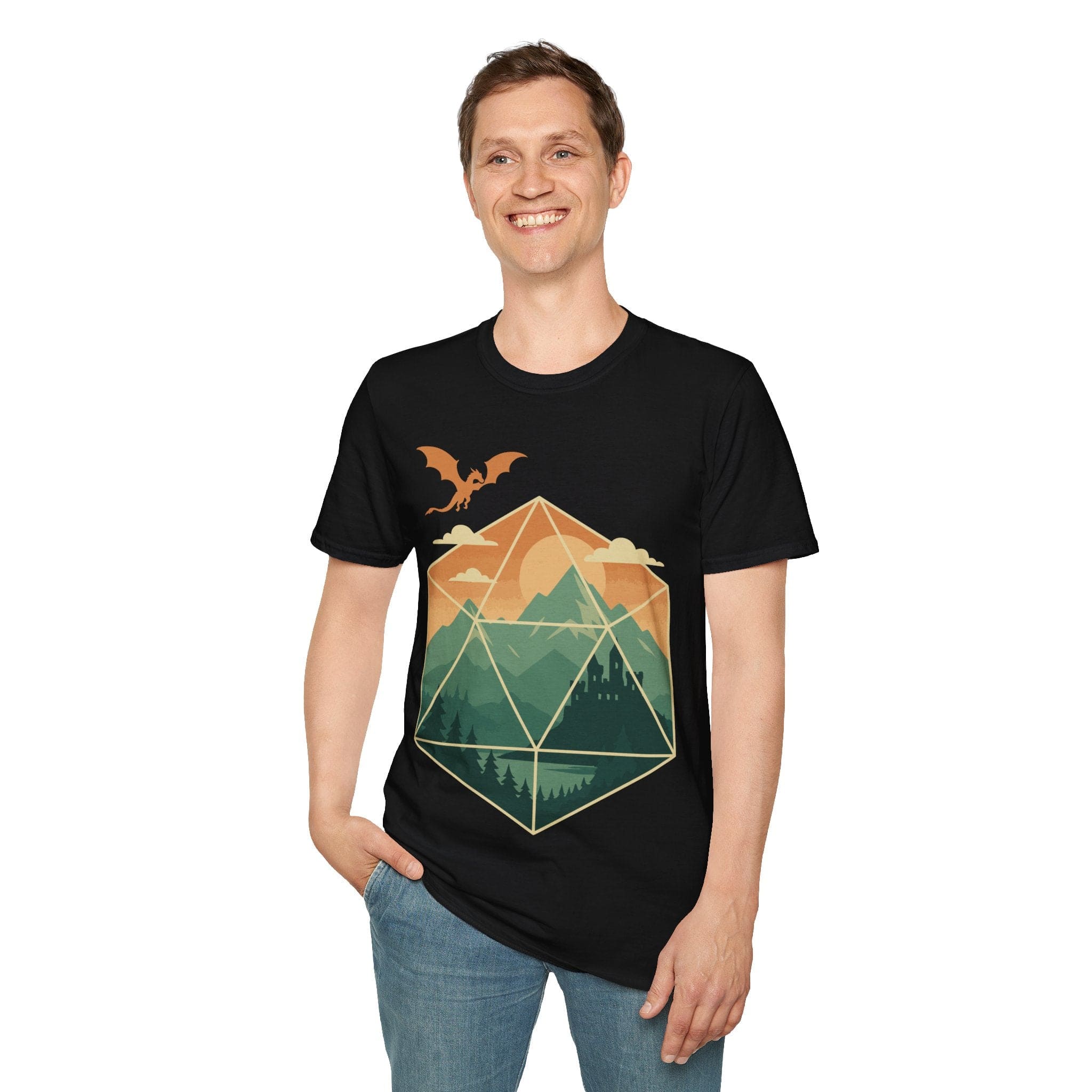 D20 Mountain Landscape T-Shirt - Image 5