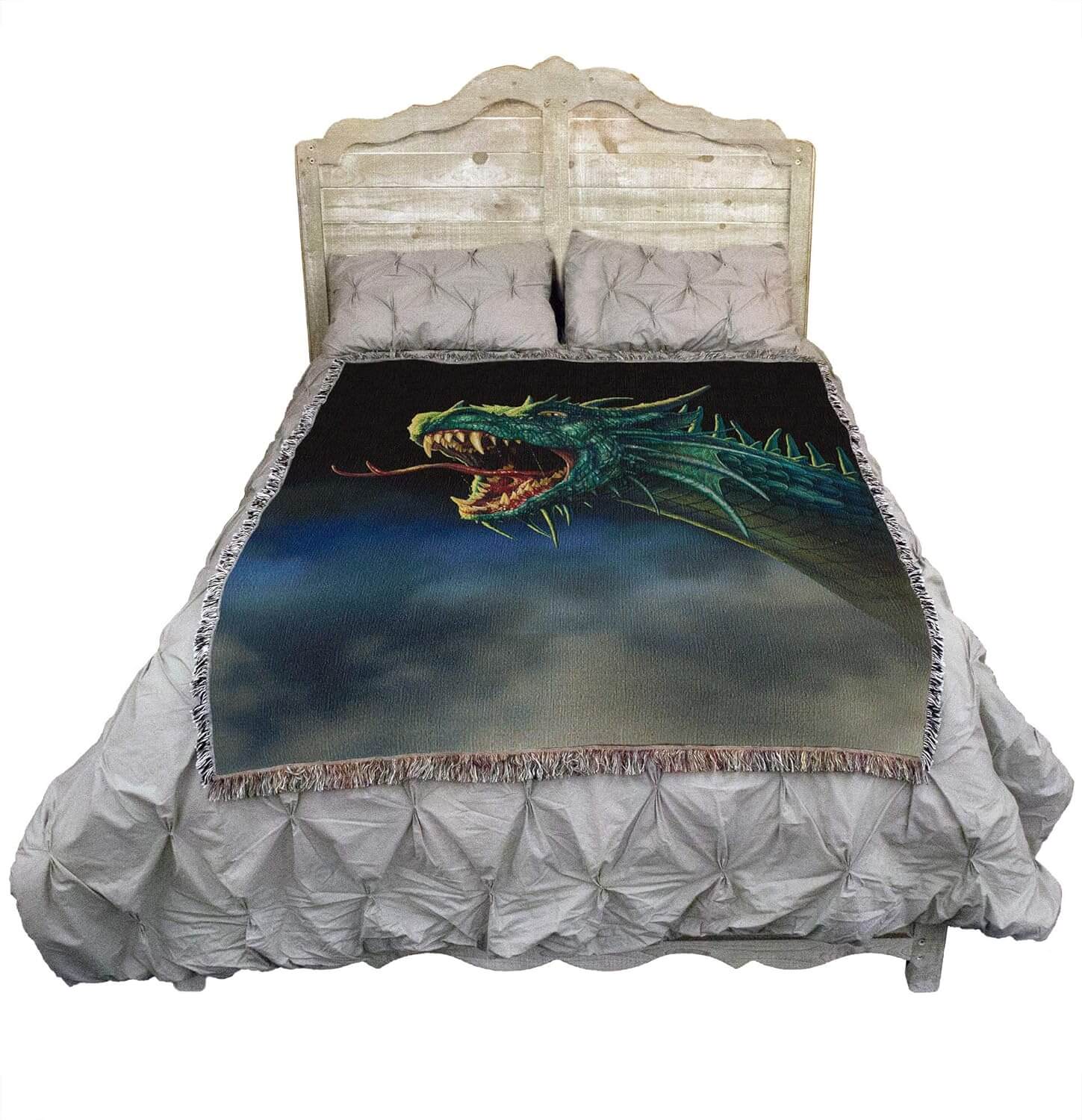 Draco Rex Green Dragon Tapestry Blanket - Image 2