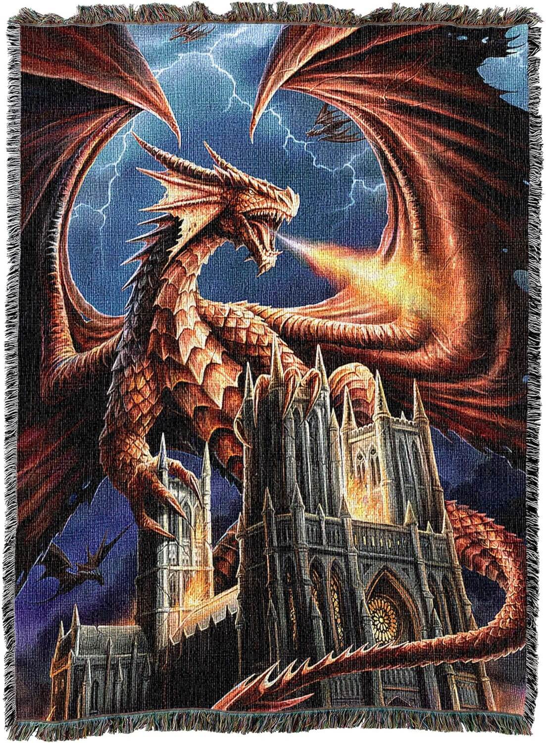 Dragon Fury Tapestry Blanket by Anne Stokes