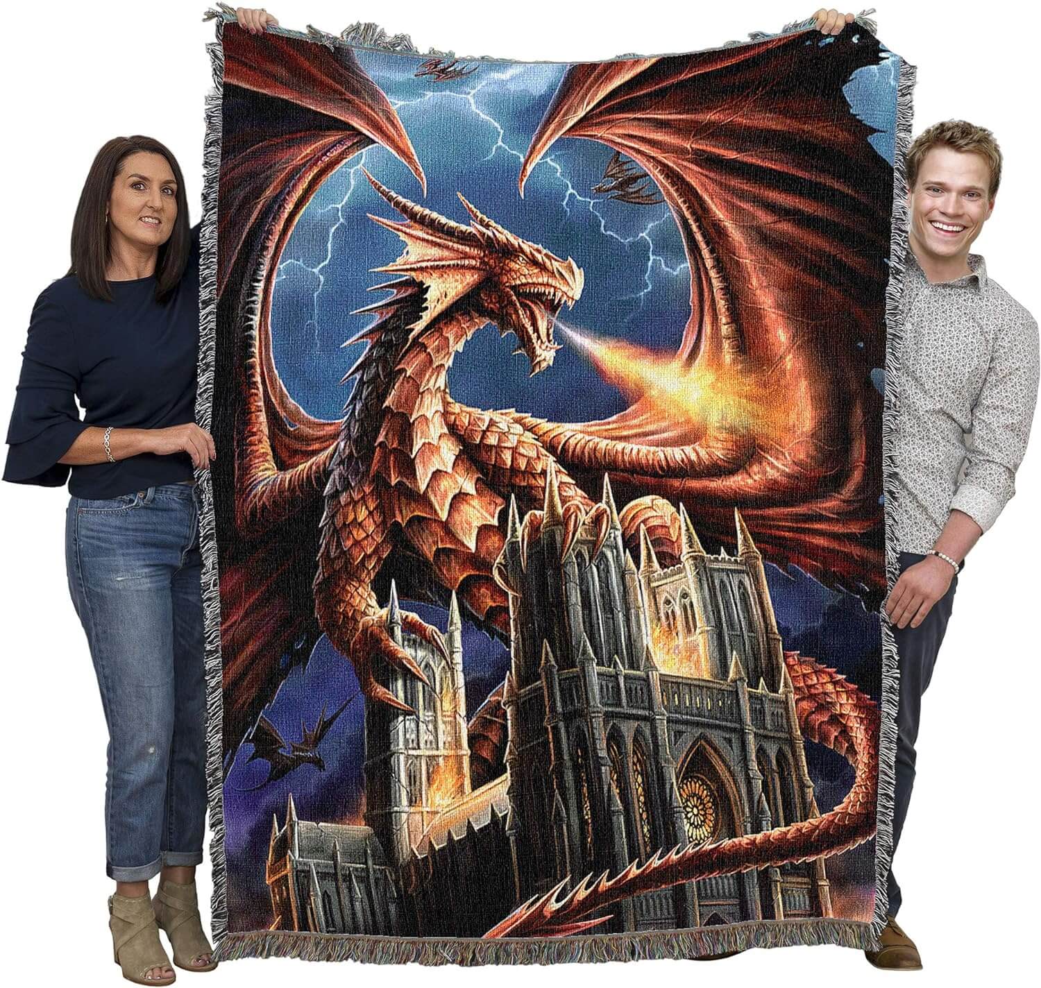 Dragon Fury Tapestry Blanket by Anne Stokes - Image 2
