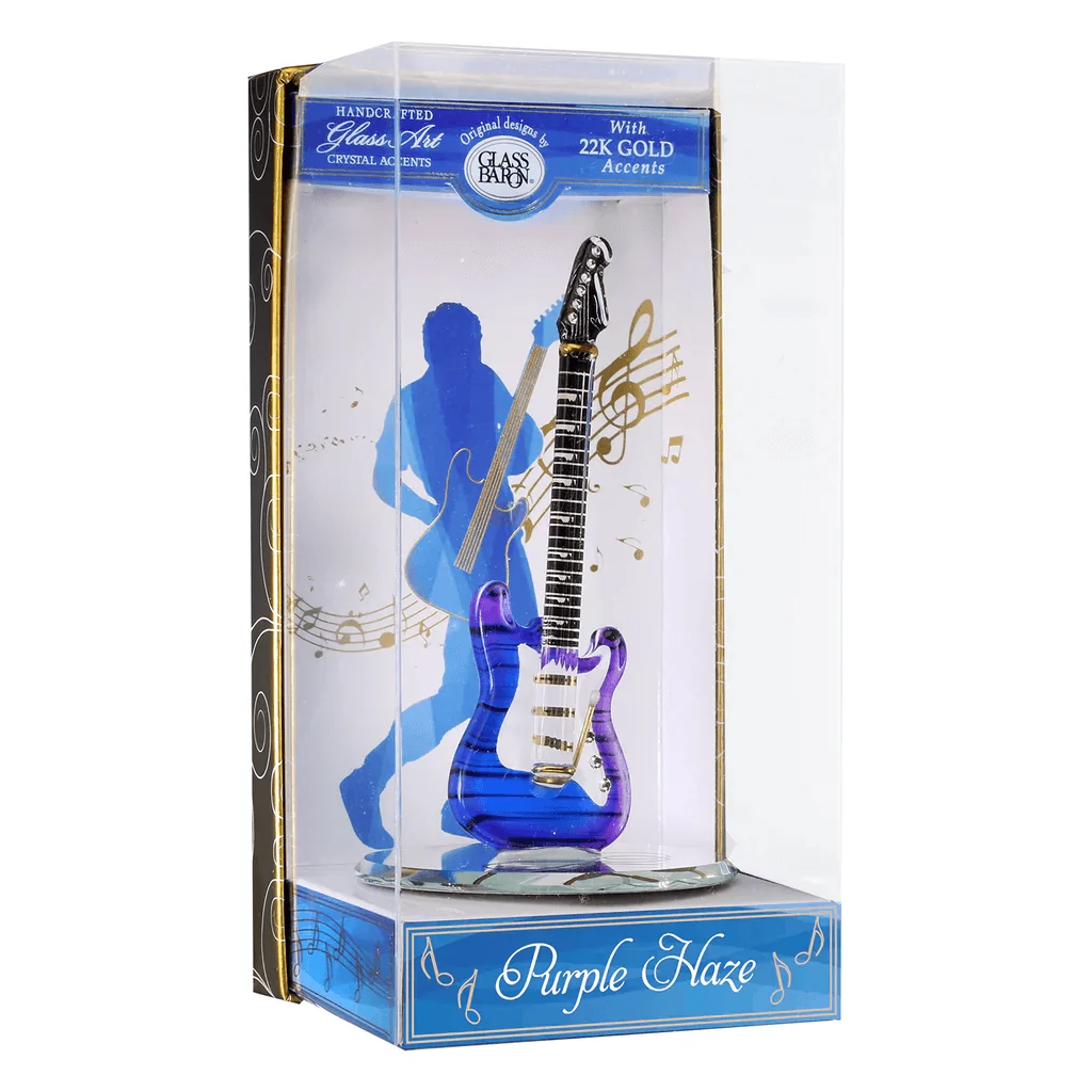 Glass Purple Haze Vintage Guitar Figurine - Image 2