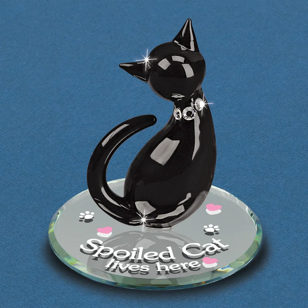 Glass Spoiled Cat Figurine