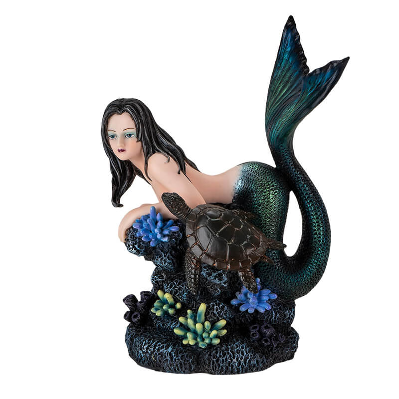 Gothic Mermaid with Turtle Figurine