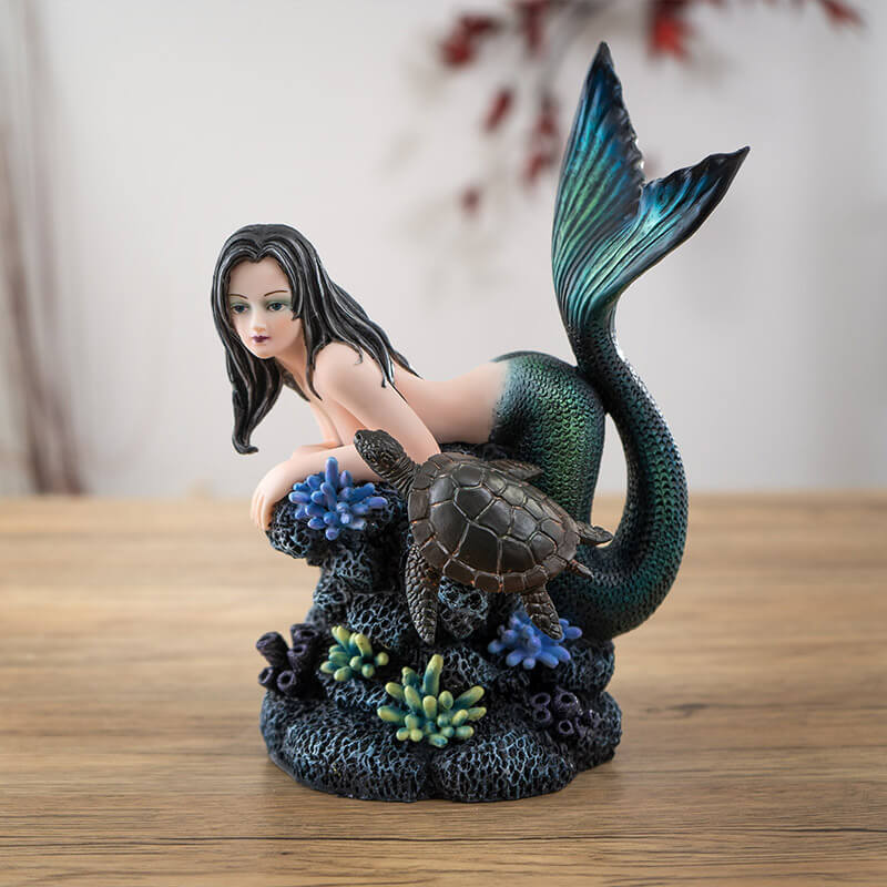 Gothic Mermaid with Turtle Figurine - Image 5