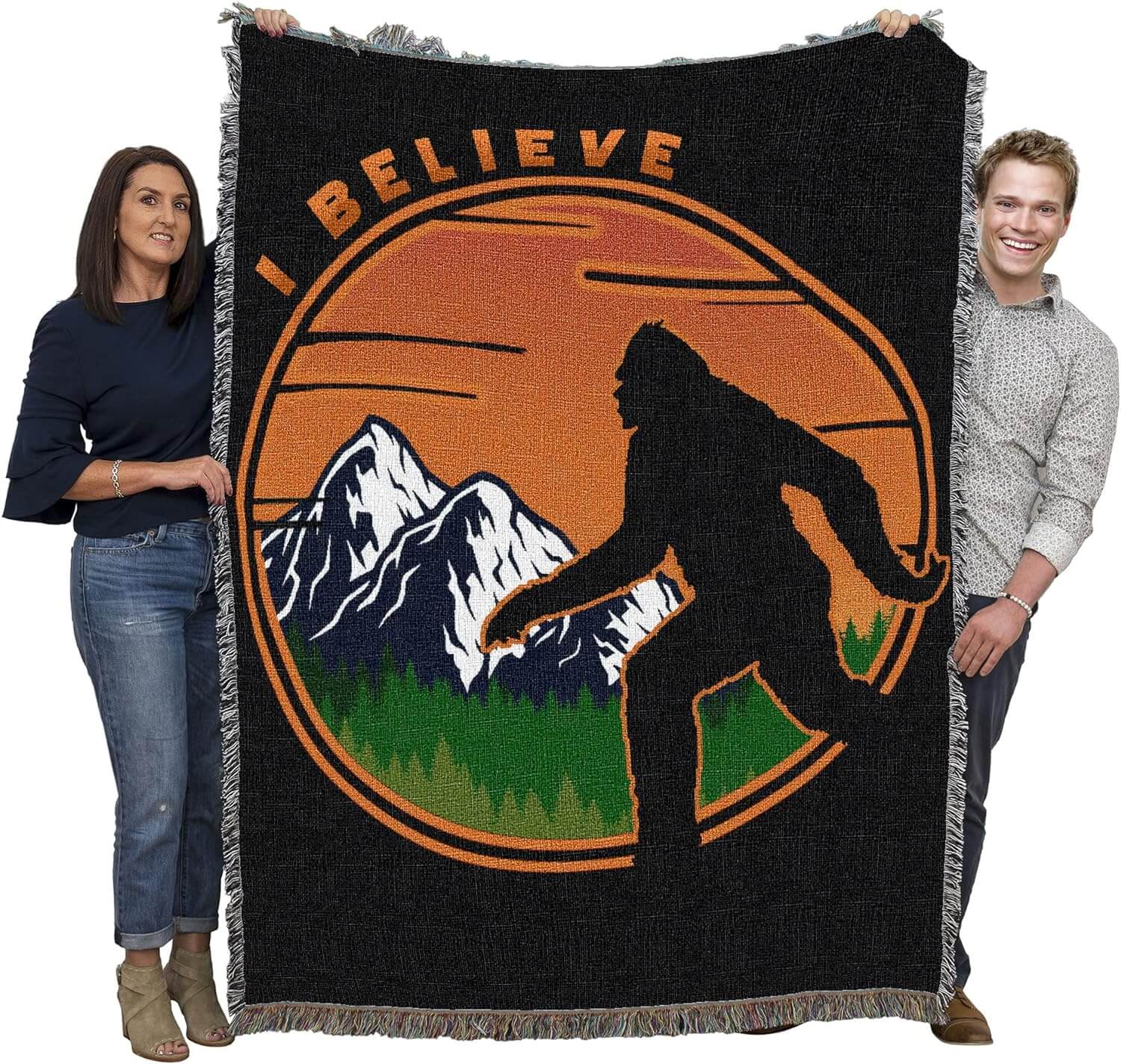 I Believe in Squatch Tapestry Blanket - Image 2