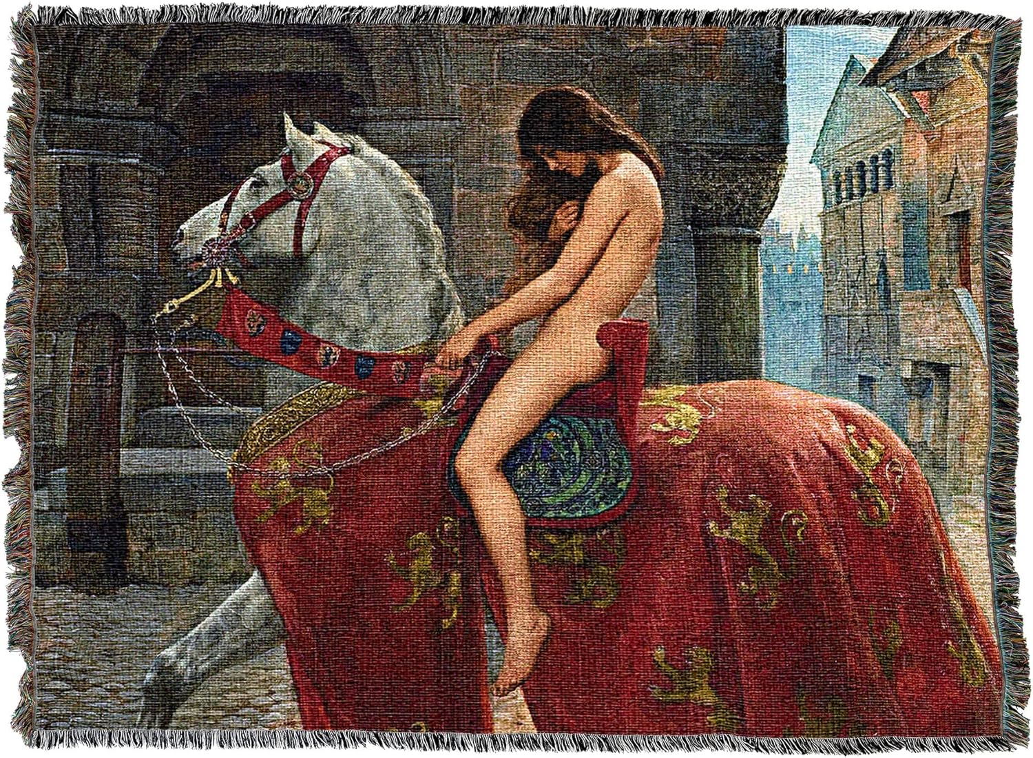 Lady Godiva on Her Horse Tapestry Blanket