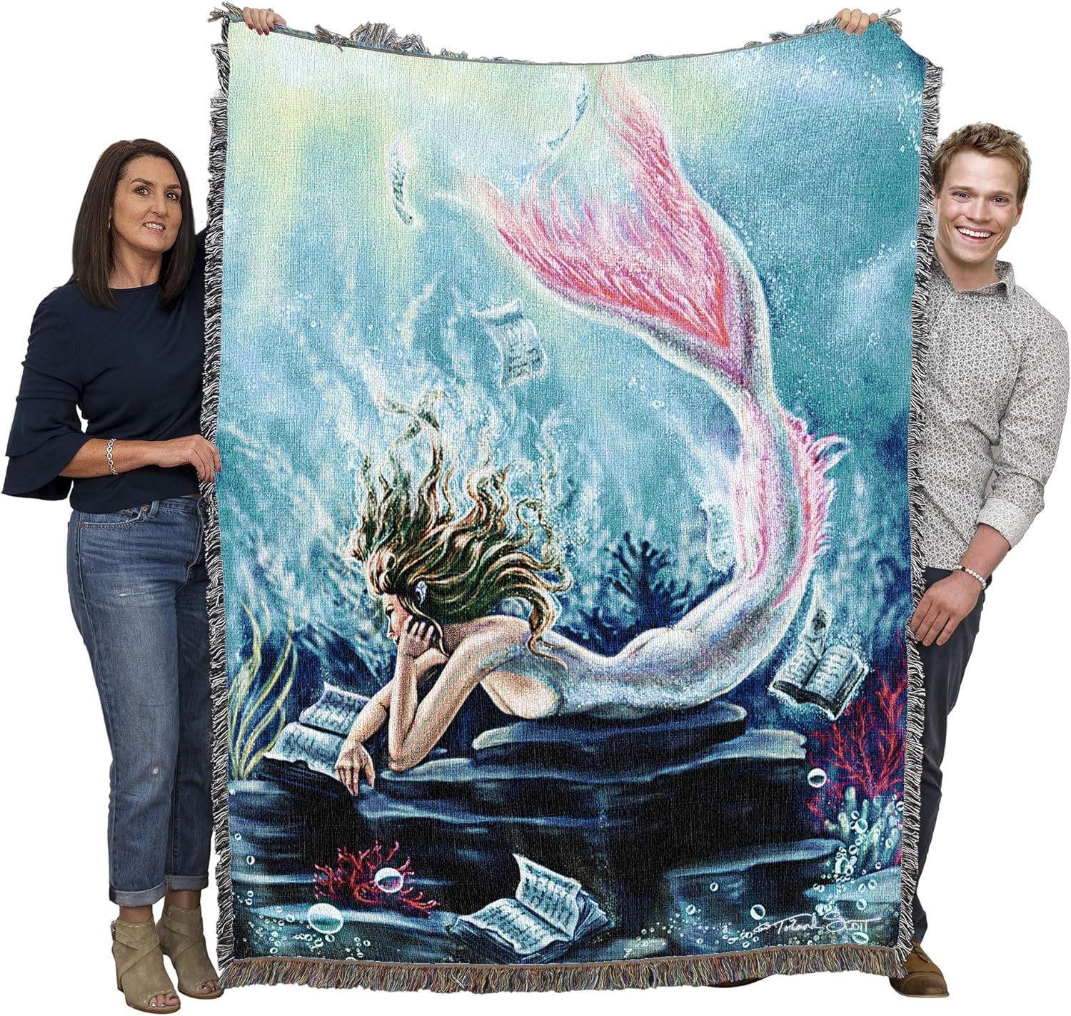 Lost Books Mermaid Tapestry Blanket - Image 2
