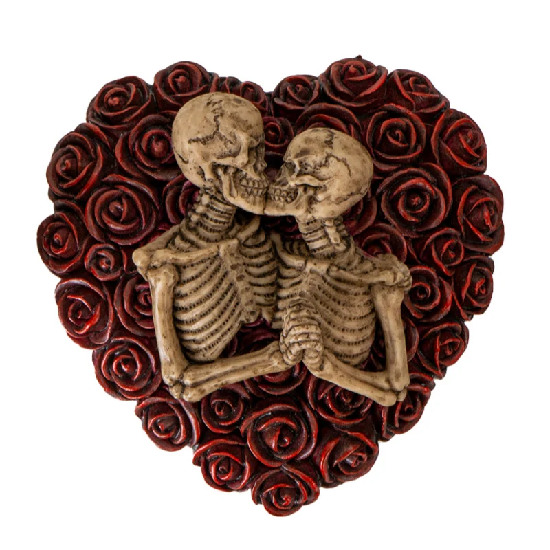 Love Never Dies Skeletons & Roses Heart Trinket Box