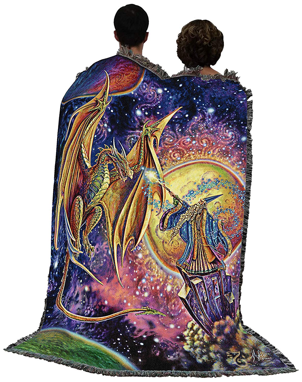 Magic Dragon & Wizard Tapestry Blanket - Image 3