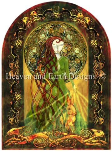 Mel Angell of the Hares Cross Stitch Pattern by Jen Delyth