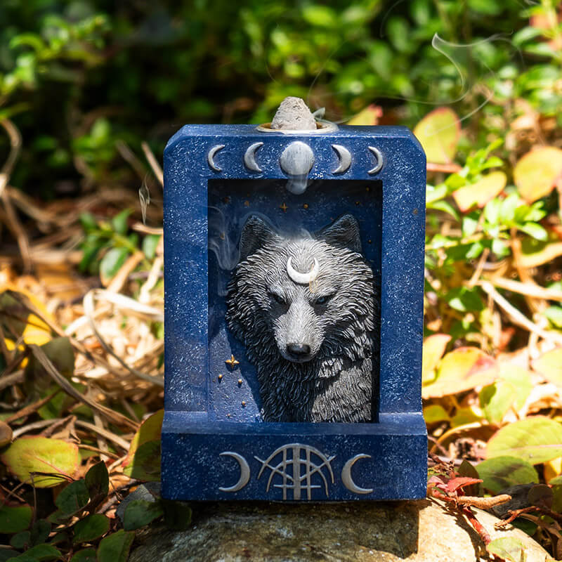 Moon Phase Wolf Backflow Incense Burner - Image 3