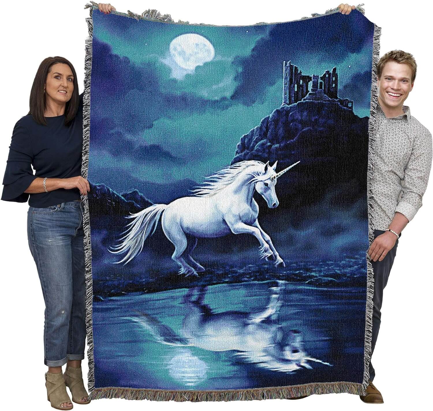 Moonlight Unicorn Tapestry Blanket - Image 2