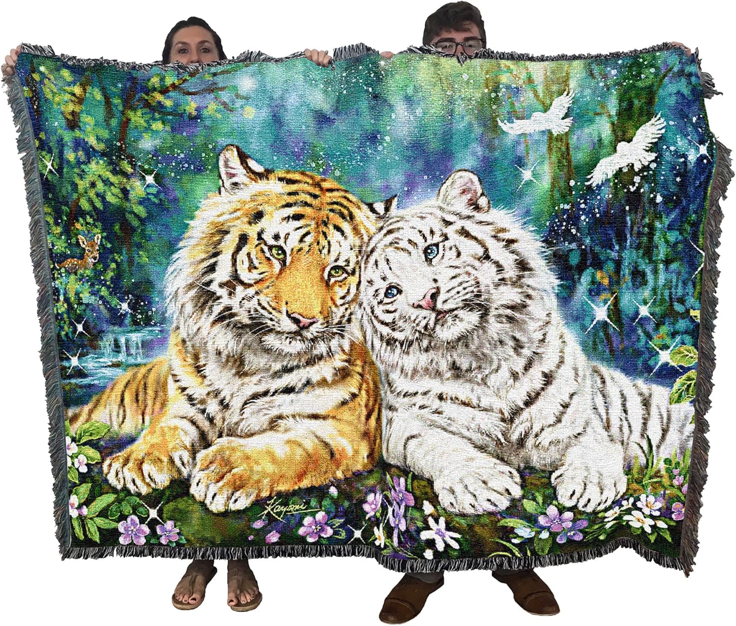 Morning Sanctuary Tiger Tapestry Blanket - Image 2