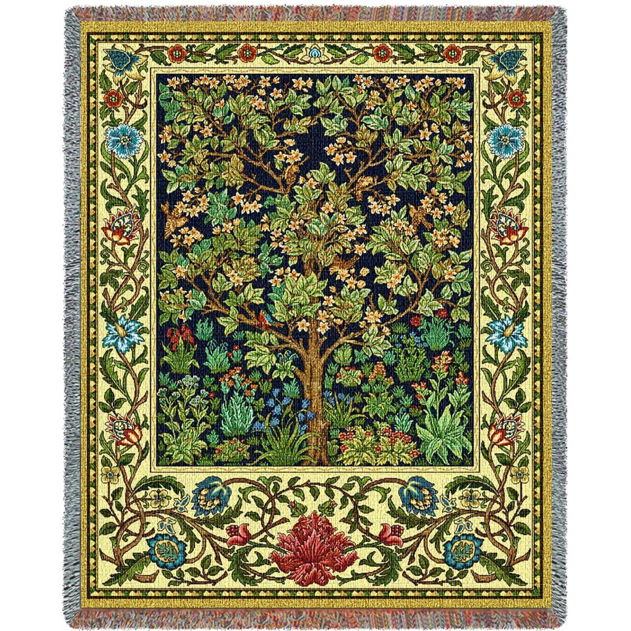 Ornate Tree of Life Tapestry Blanket