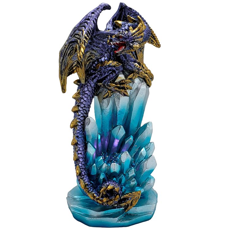 Purple Dragon on Crystals with LED Light Figurine - Image 3