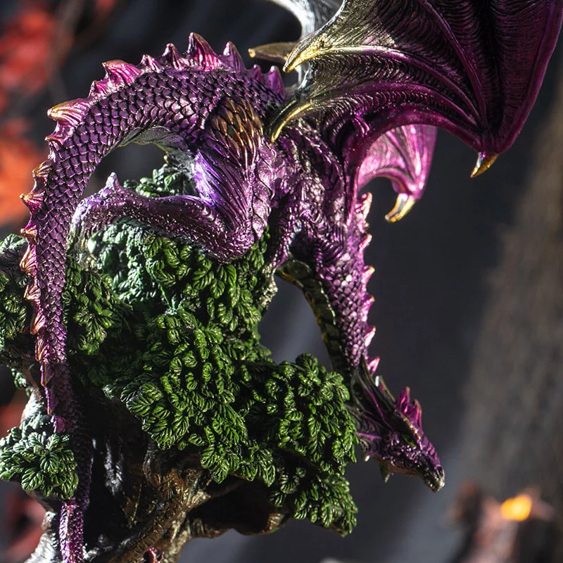 Purple Dragon Perched on Tree Figurine - Image 3