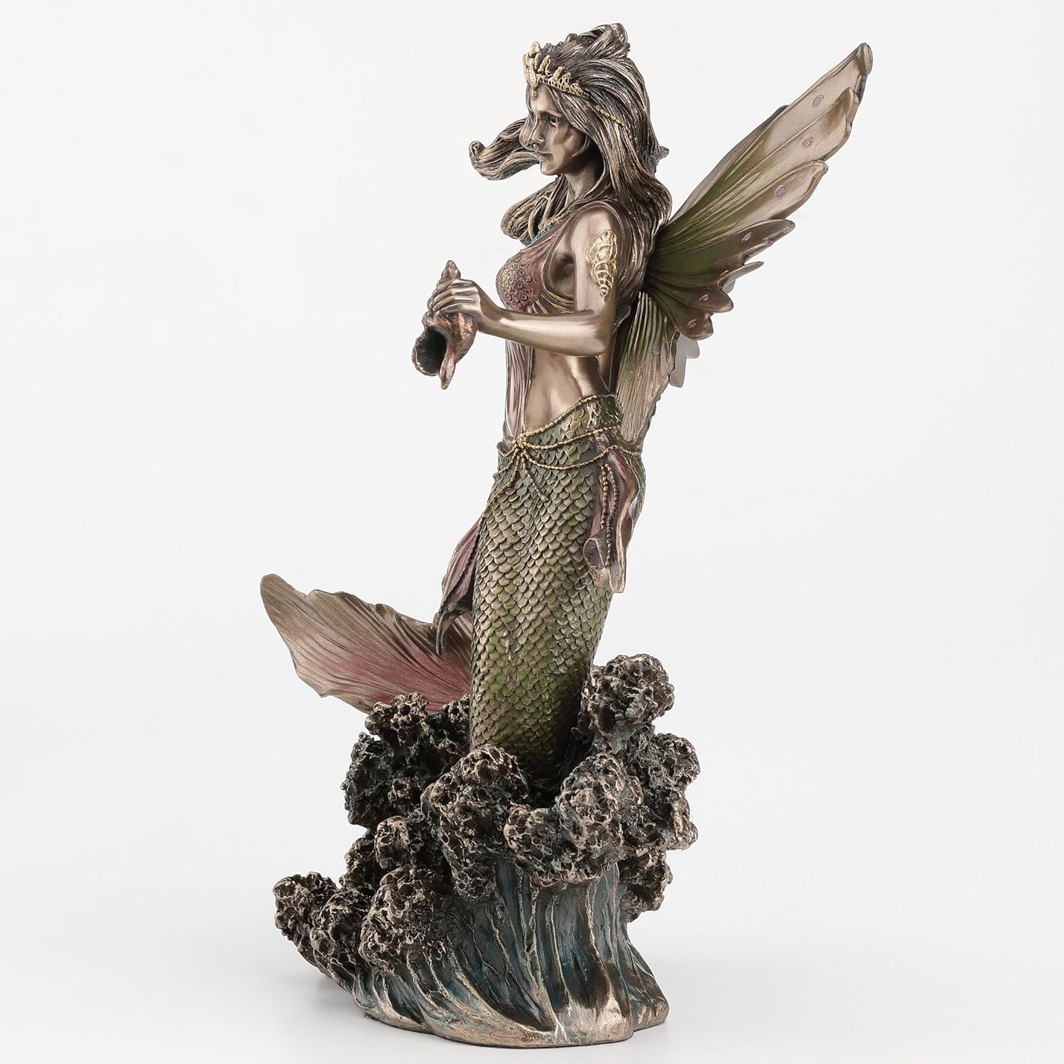 Queen Mermaid Fairy Holding Trident Figurine - Image 8