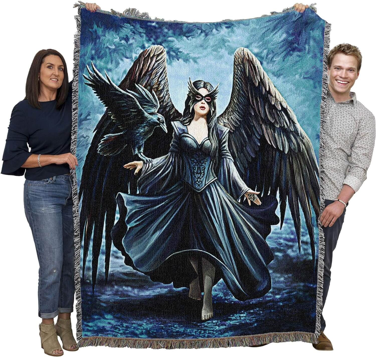 Raven Angel Tapestry Blanket - Image 2