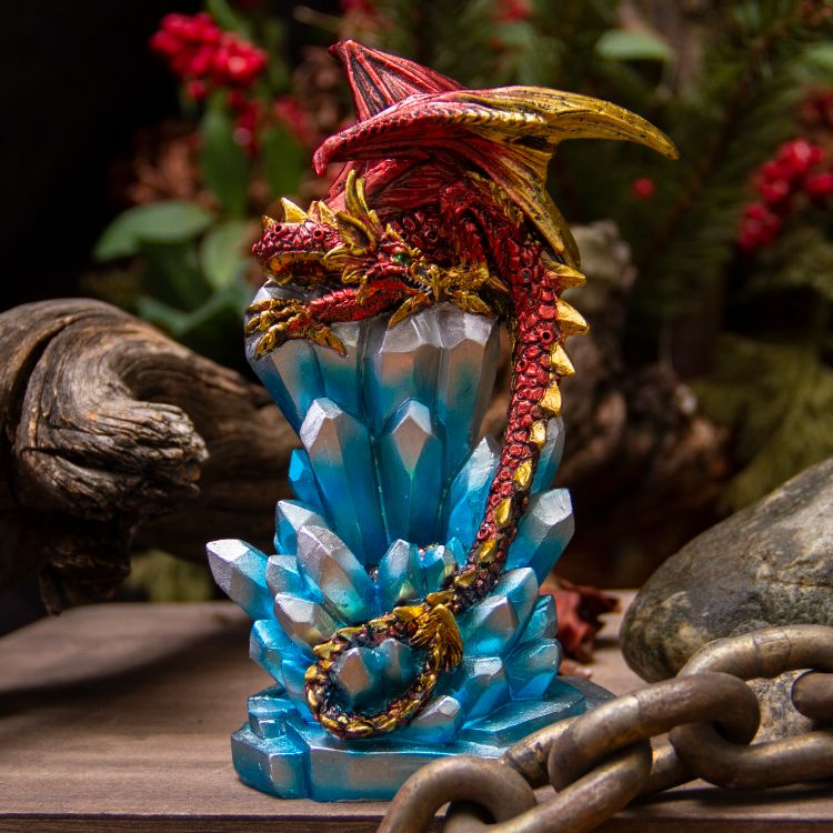 Red Dragon on Crystals with LED Light Figurine - Image 4