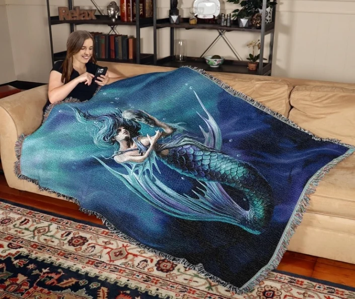 Sailor's Ruin Mermaid Tapestry Blanket by Anne Stokes - Image 2