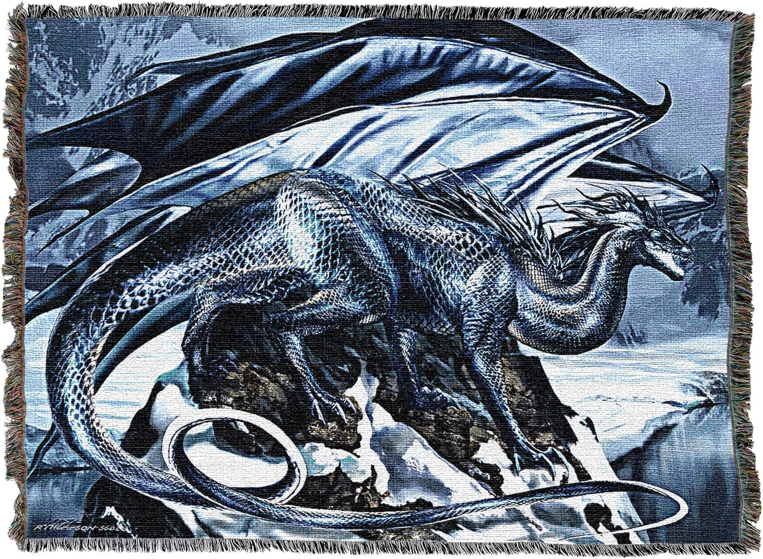 Silver Dragon Blade Tapestry Blanket by Ruth Thompson