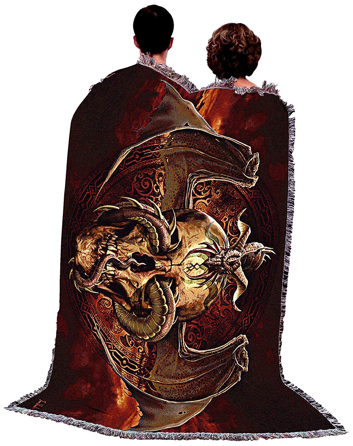 Dissent Skull Dragon Tapestry Blanket - Image 3