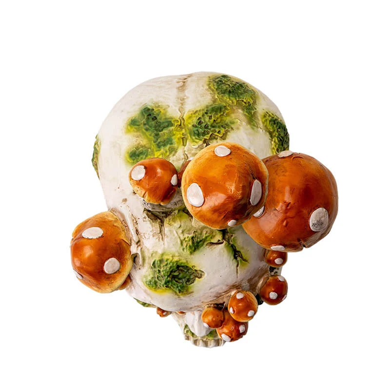 Skull with Mushrooms Figurine - Image 2