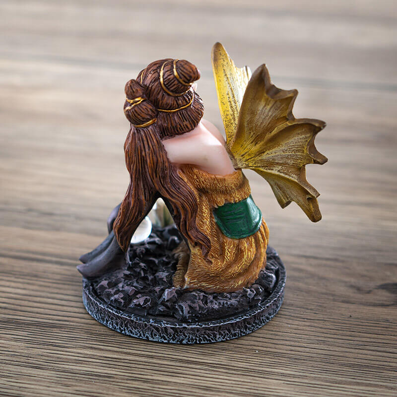 Small Black & Gold Crystal Ball Fairy Figurine - Image 4