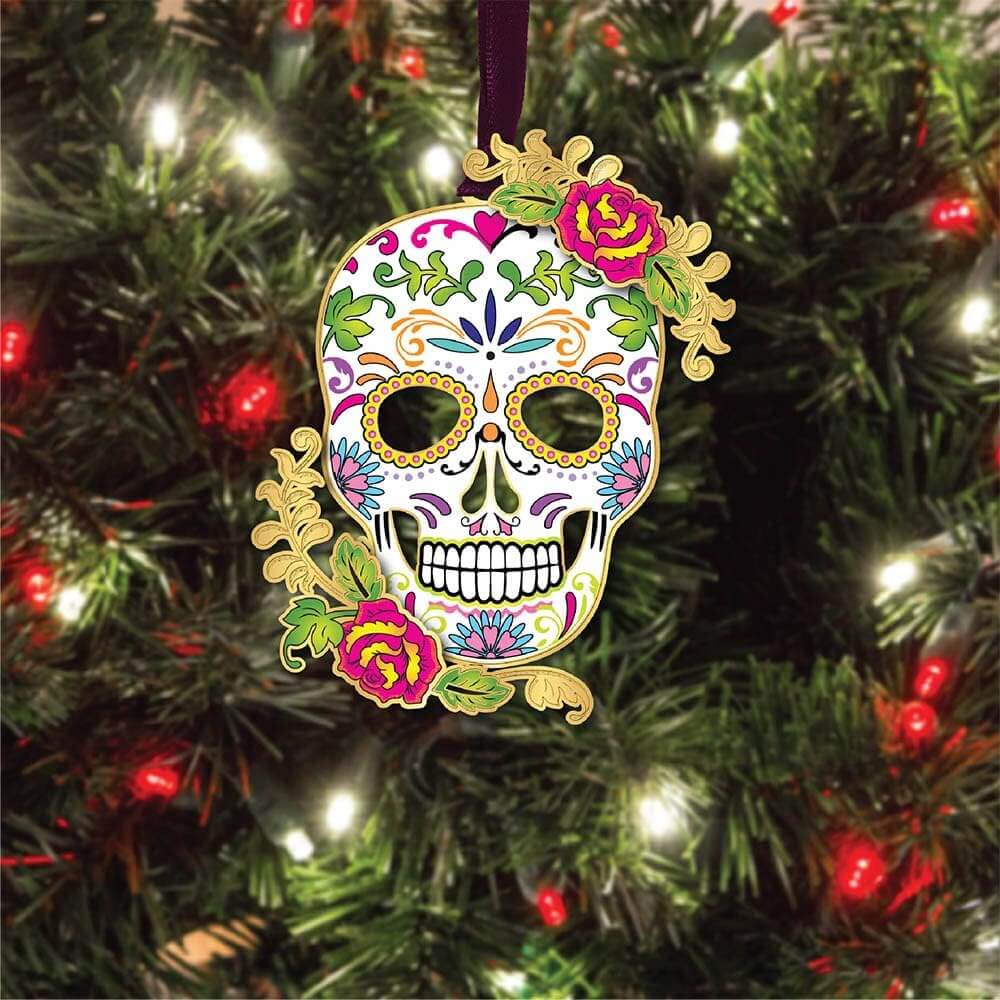 Sugar Skull Brass Ornament - Image 4