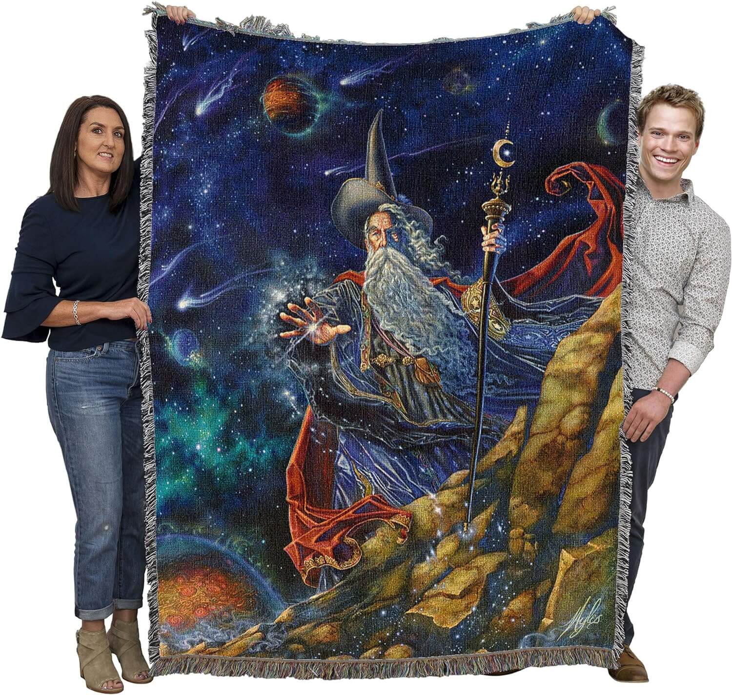 The Elder Wizard Tapestry Throw Blanket - Image 3
