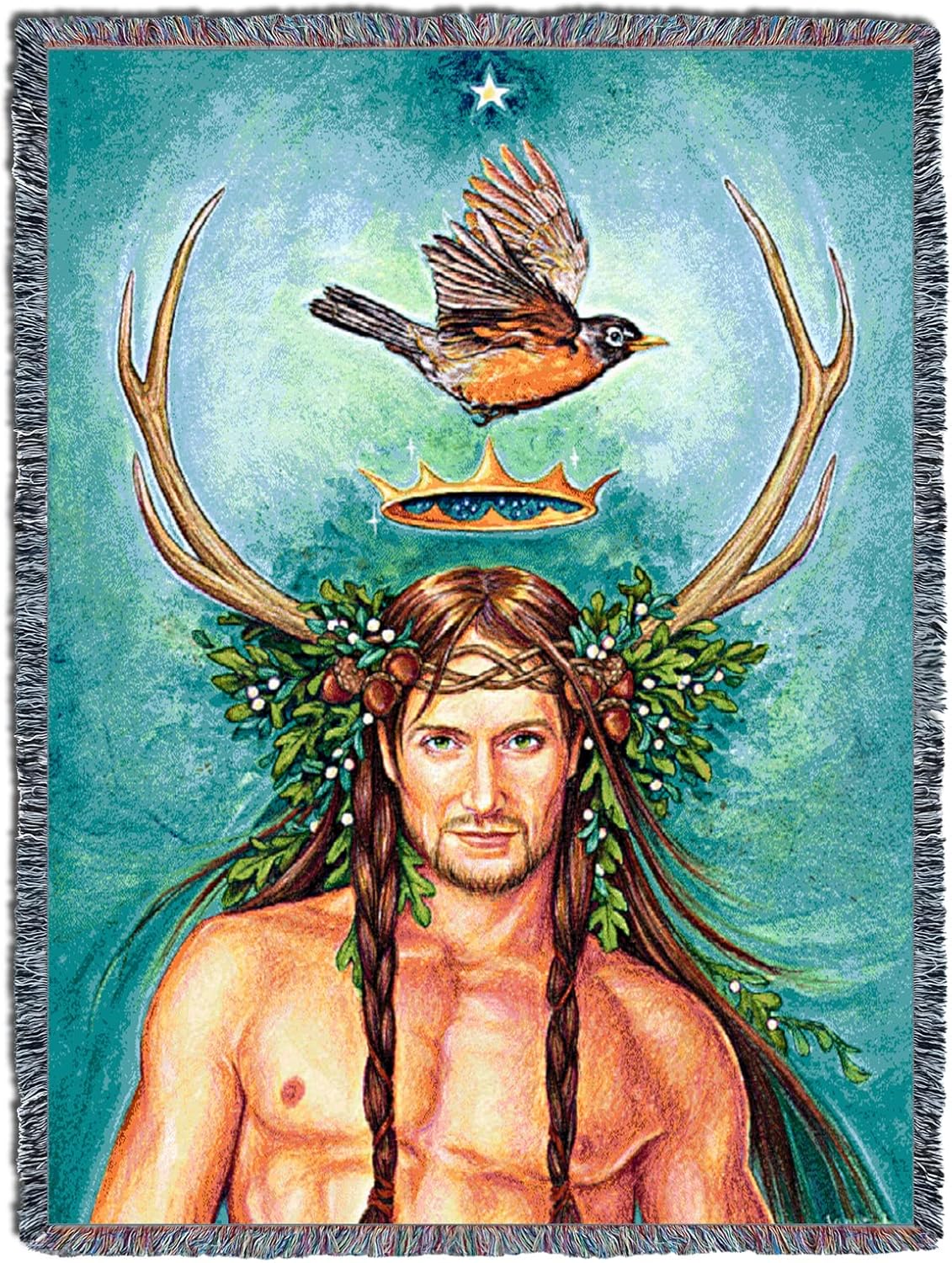 The Oak King Tapestry Blanket by Jane Starr Weils