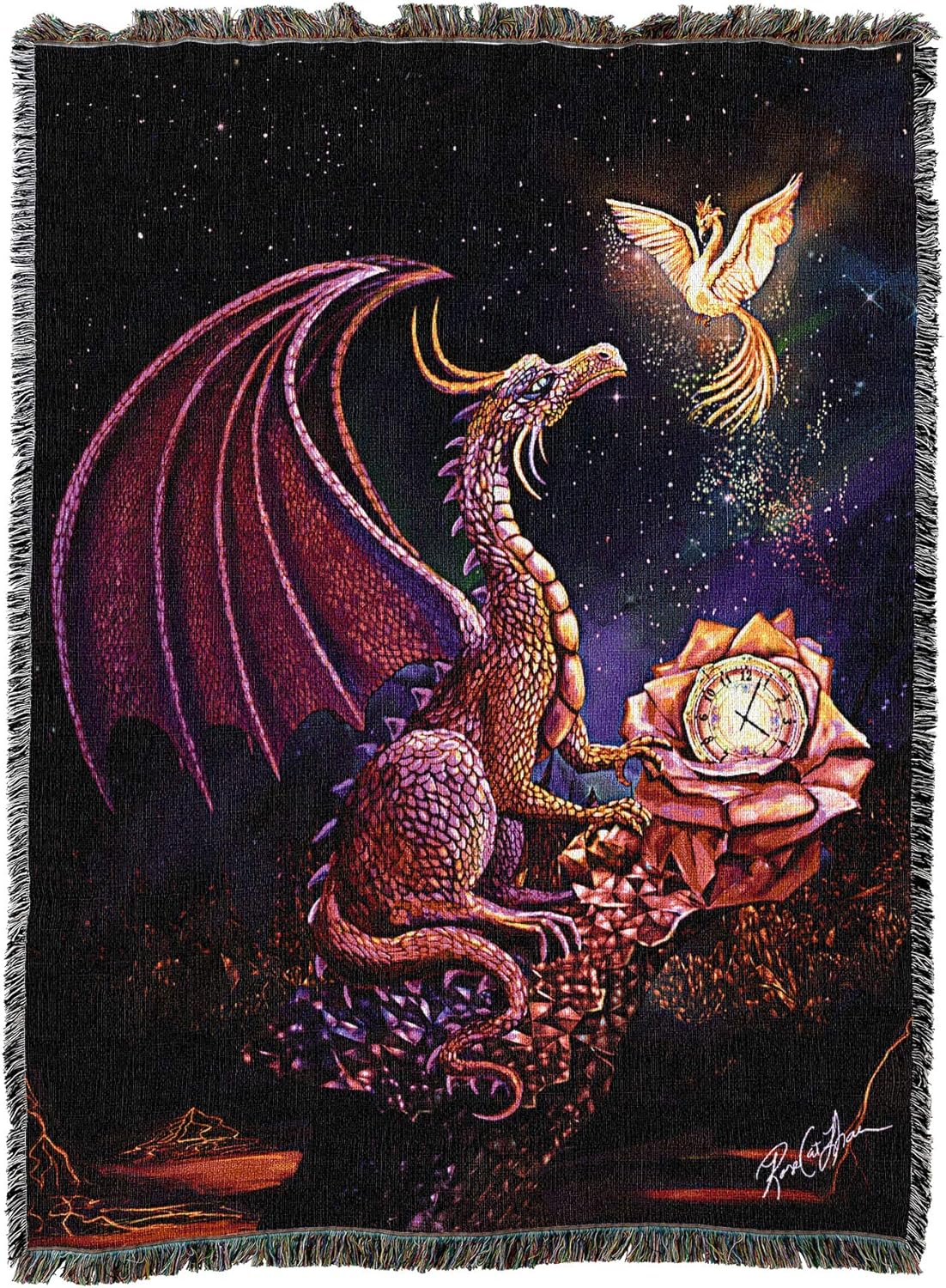 Time Dragon Scarlet Tapestry Blanket