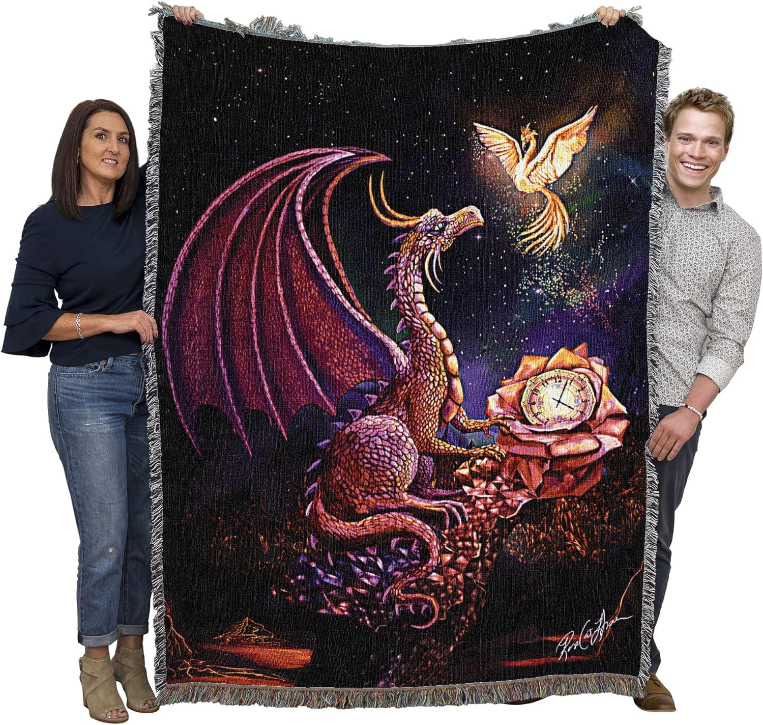 Time Dragon Scarlet Tapestry Blanket - Image 2