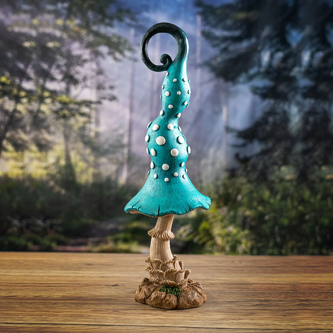 Whimsical Blue Garden Mushroom Figurine - Image 3